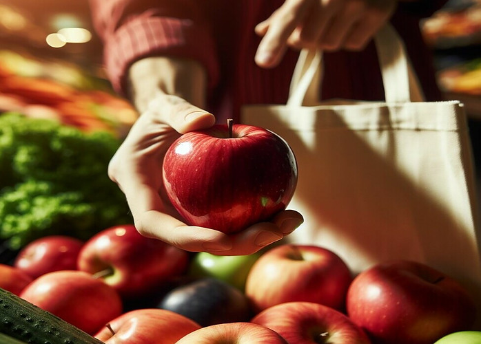 holding an apple